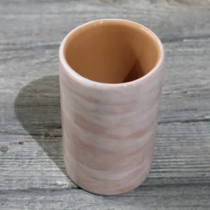 bicchiere porta spazzolini in ceramica fatto a mano colore neutro,handmade ceramic toothbrush holder country