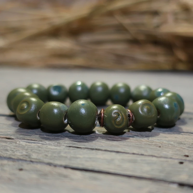 bracciale ceramica verde e blu, green and blue ceramic bracelet