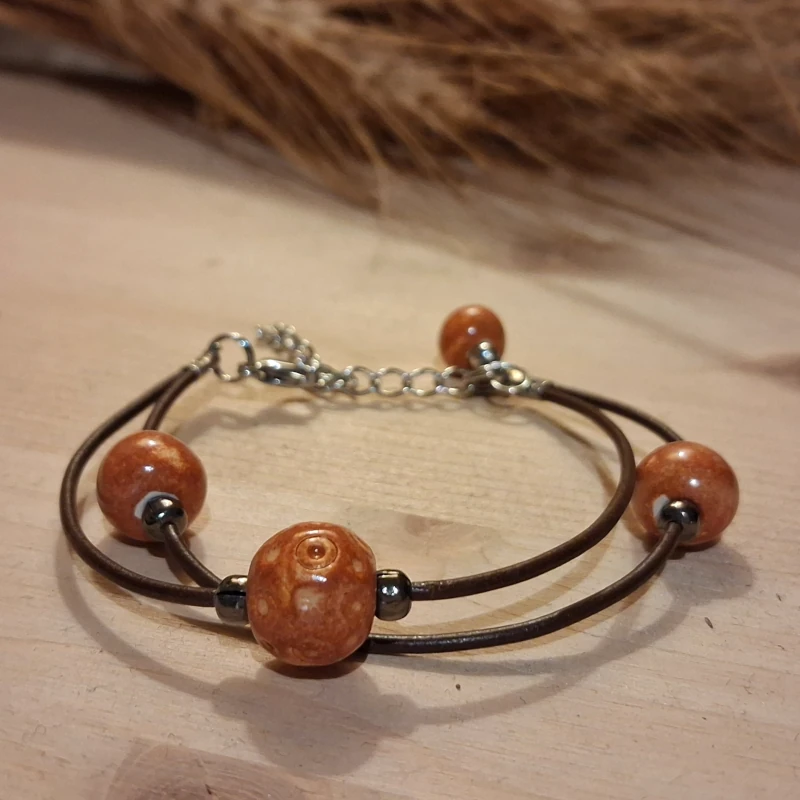 braccialetto color terracotta in ceramica gioielli ceramica toscana, ceramic bracelet tuscany