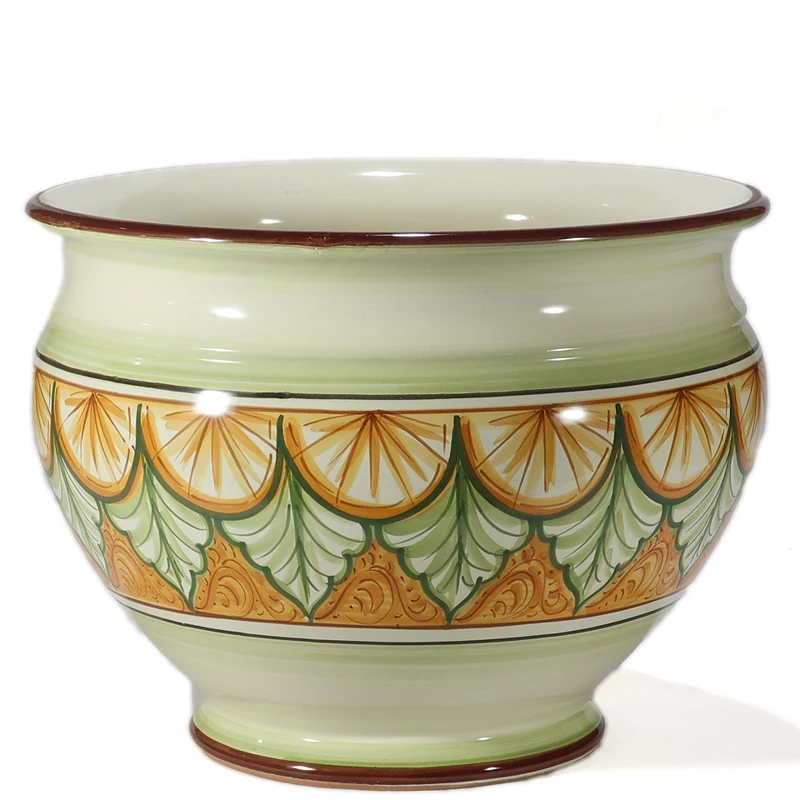 cachepot in ceramica dipinto a mano, hand painted pot cover in pottery