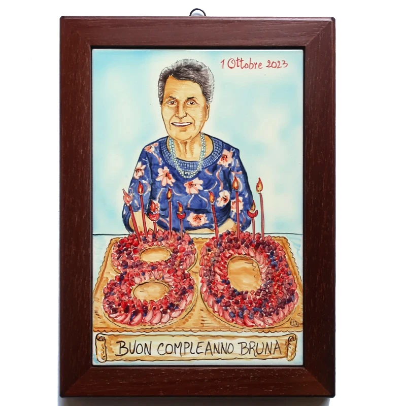 caricatura ceramica regalo compleanno nonna personalizzato, ceramic caricature personalized grandma birthday gift