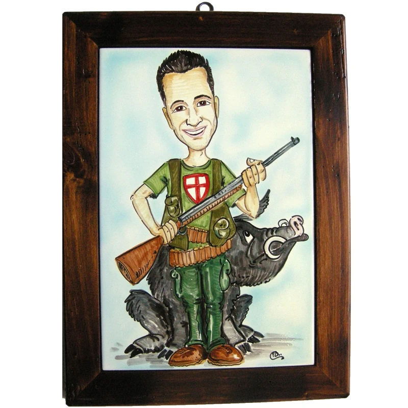 caricatura divertente regalo personalizzato compleanno quadro ceramica, funny caricature cartoon birthday custom gift ceramic painting