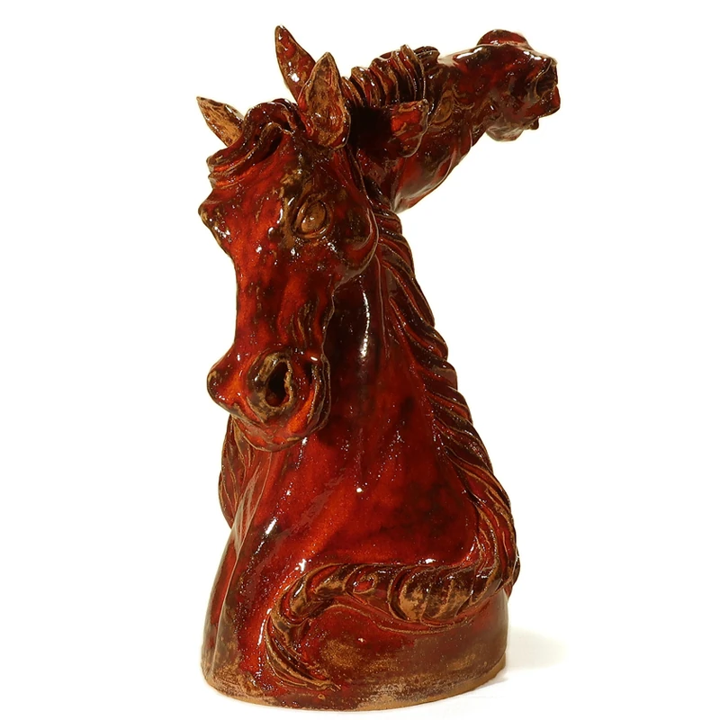cavalli rossi scultura ceramica made in italy, red horses ceramic sculpture