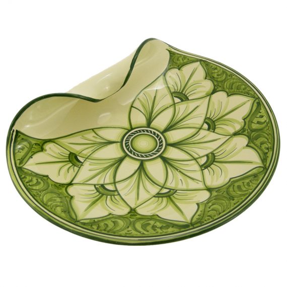 Centrotavola in ceramica dipinto interamente a mano in Toscana, diametro 30 cm.