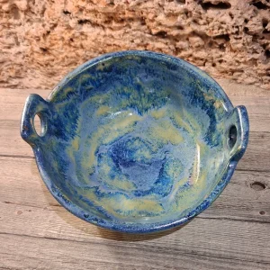 ciotola blu in gres artigianato artistico toscana, blue ceramic bowl made in italy