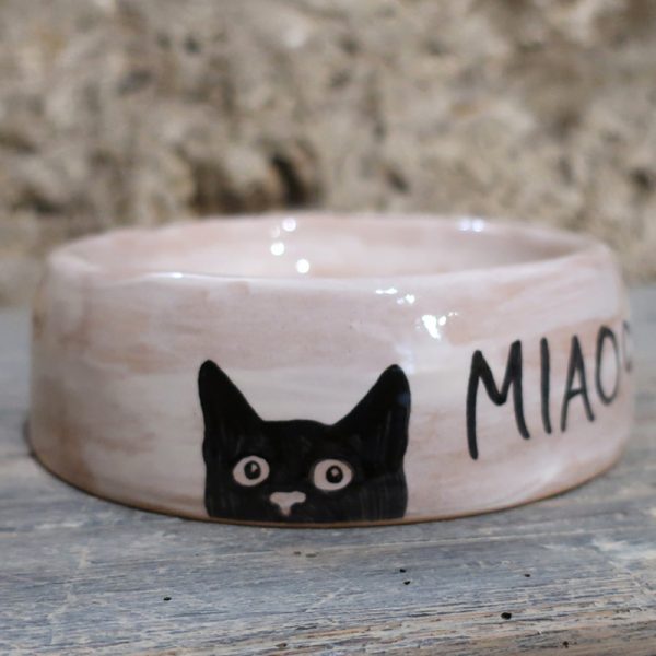 ciotola in ceramica dipinta a mano per il tuo gatto, for your cat hand made ceramic bowl