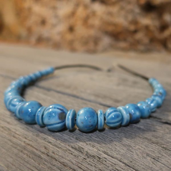 collana azzurra gioielli ceramica artigianato toscana, blue necklace made in tuscany