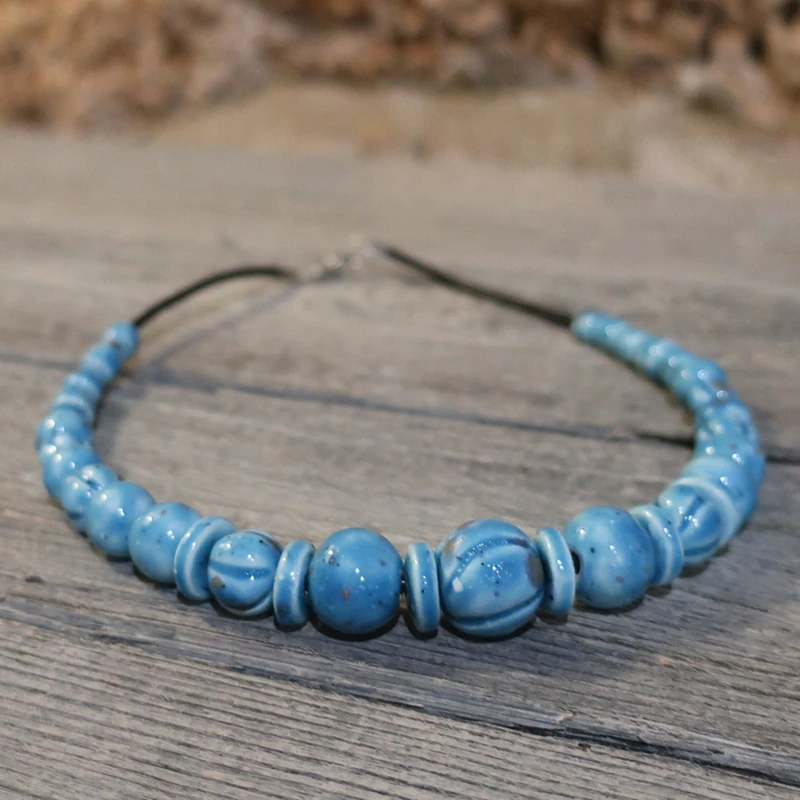 collana azzurra gioielli ceramica artigianato toscana, light blue necklace made in tuscany