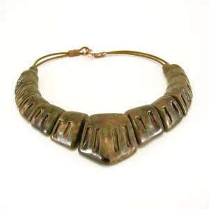 collana scultura marrone, brown sculpture necklace