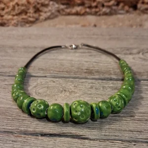 collana verde ceramic jewels of tuscany, ceramic green necklace made in tuscany
