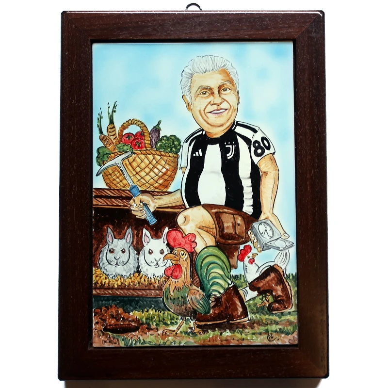 compleanno caricatura dipinta a mano personalizzata calcio e pollaio, for birthday hand painted custom caricature