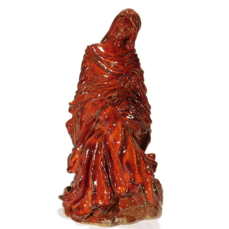 donna al tramonto scultura in ceramica, woman at sunset sculpture in ceramic