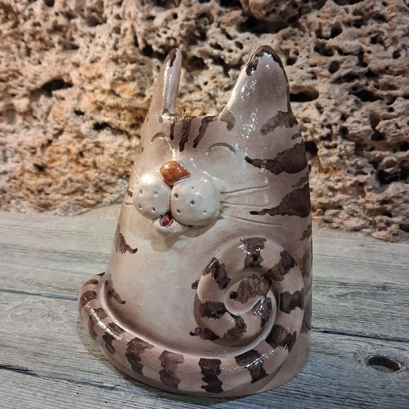 gatto scultura in ceramica artigianato sarteano, cat ceramic sculpture handmade sarteano
