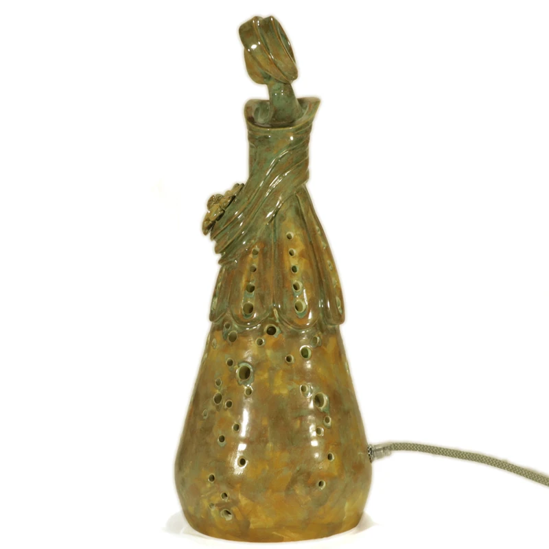 lampada scultura artistica in ceramica Toscana, table lamp artistic sculpture in ceramic from Tuscany