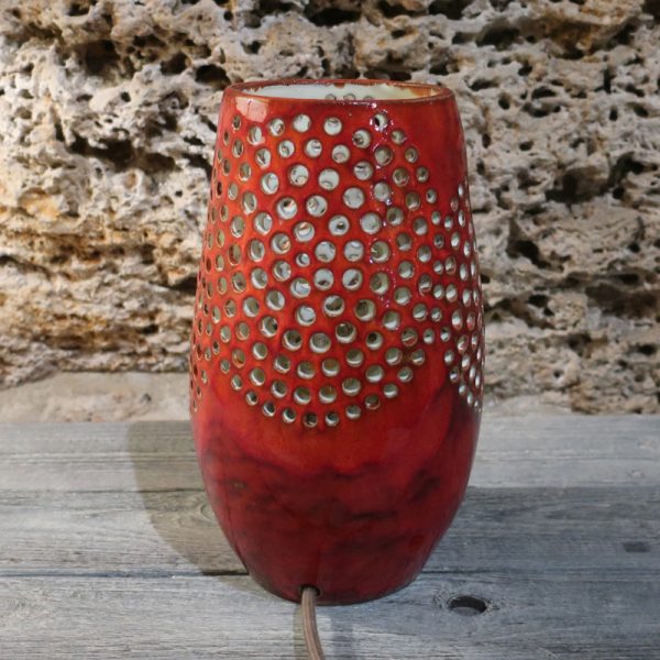 lampada traforata in ceramica artigianato sarteano, tuscany handcrafted ceramic lamp
