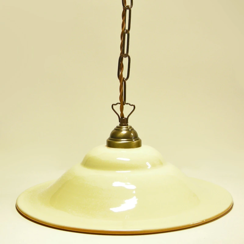 lampadario in ceramica spirali terra di siena dipinto a mano, ochre pendant lamp in ceramic made in italy