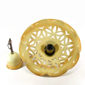 lampadario in ceramica terra di siena fatto a mano, burnt sienna pendant lamp in ceramic made in tuscany