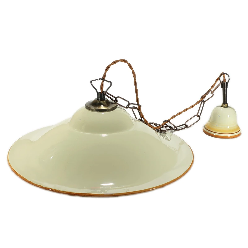 lampadario in ceramica toni ocra dipinto a mano, orange pendant lamp in ceramic handmade in tuscany
