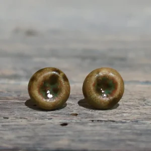 orecchini a lobo marroni in ceramica made in tuscany brown lobe earrings in ceramic