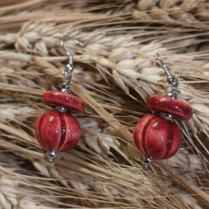 orecchini rossi gioielli ceramica, red earrings in pottery ceramic jewels tuscany