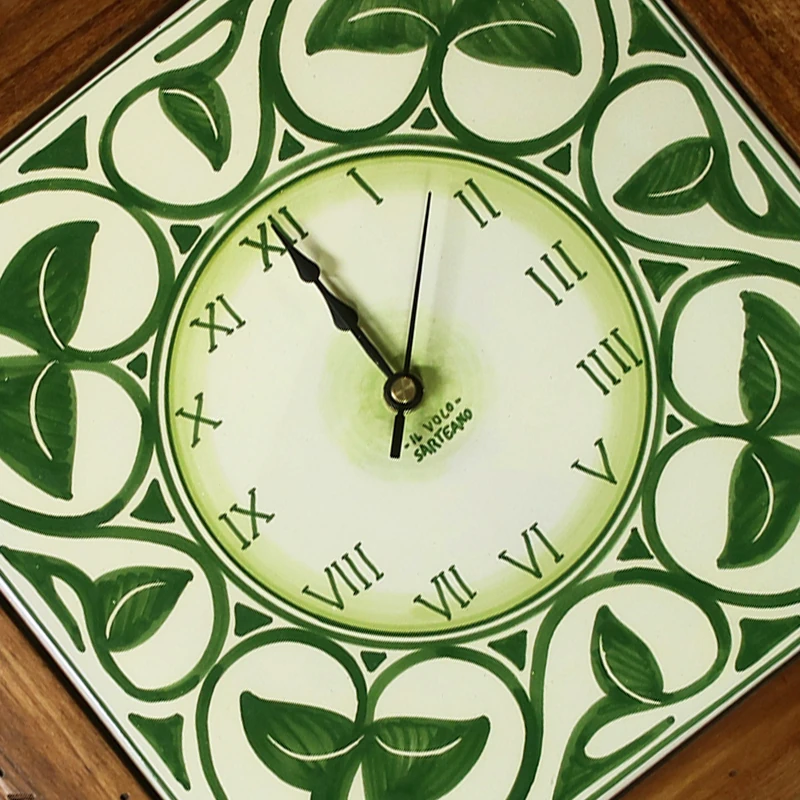 orologio da parete dipinto a mano ceramica e legno, ceramic and wood wall clock