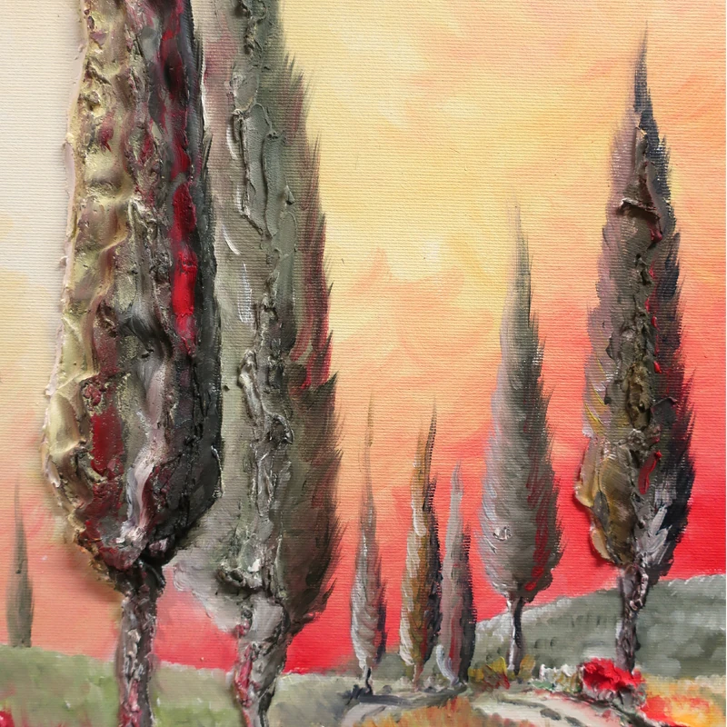 paesaggio al tramonto olio su tela di fabrizio rocchi, sunset landscape oil painting on canvas by fabrizio rocchi