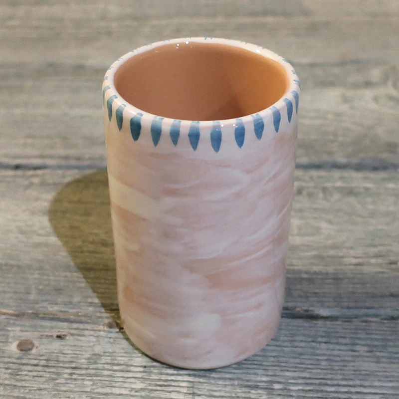 porta spazzolini in ceramica dipinto a mano artigianato, handmade ceramic toothbrush holder blue