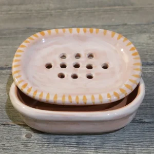 portasapone 2 pezzi con fori ceramica artigianale bagno, ceramic soap dish handcrafted in ceramic