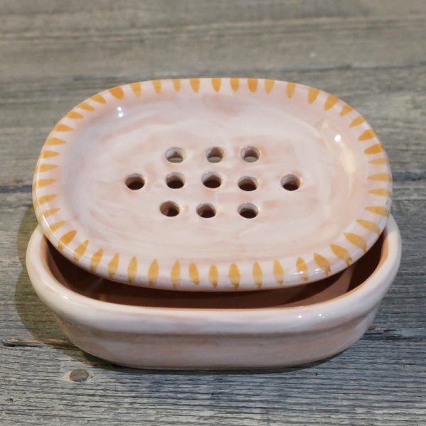 portasapone 2 pezzi con fori ceramica artigianale bagno, ceramic soap dish handcrafted in ceramic