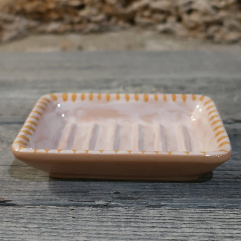 portasapone in ceramica dipinto a mano terracotta terra di siena, handpainted ceramic soap dish terracotta tuscany