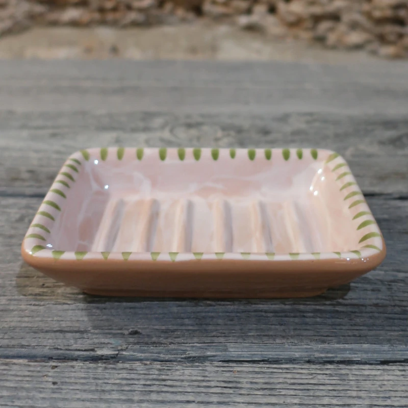 portasapone in ceramica verde artigianato toscana,hand painted tuscany ceramic soap dish in green