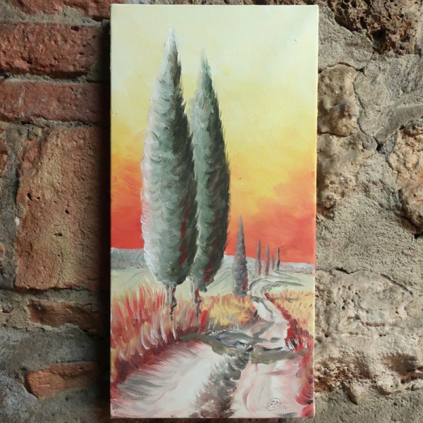 quadro con paesaggio toscana dipinto a mano ad olio su tela, tuscany landscape modern painting oil on canvas