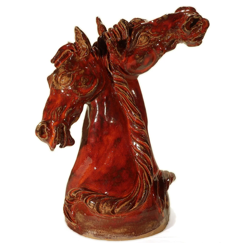scultura cavalli in ceramica pezzo unico, ceramic sculpture horses