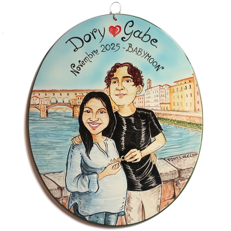 targa ceramica dipinta a mano regalo babymoon, hand painted ceramic tile for babymoon