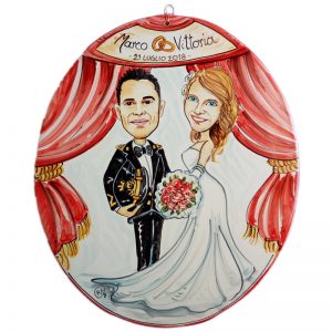 targa ceramica regalo sposi personalizzato idea matrimonio, Wedding custom gift handpainted ceramic tile marriage