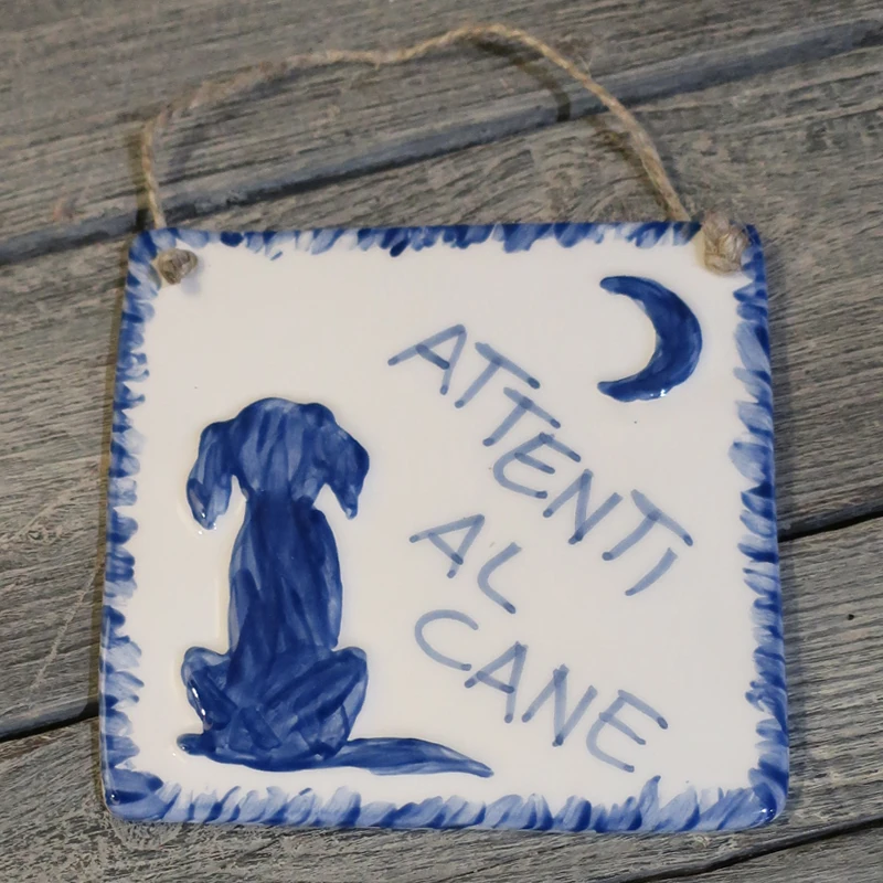 targhetta in ceramica con cane personalizzabile, customizable plate in ceramic with dog