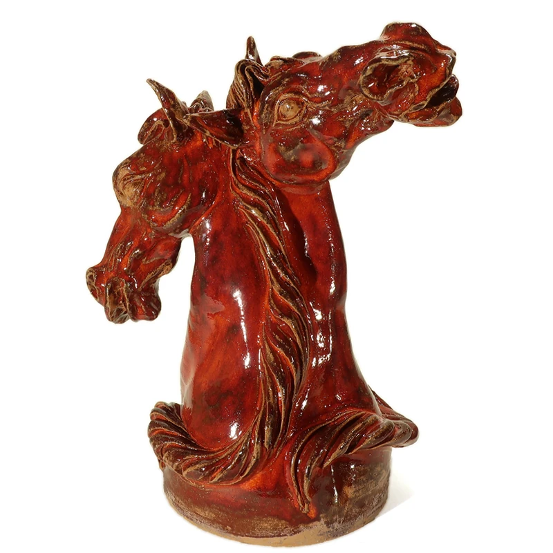 teste cavallo ceramica artistica toscana, horse heads artistic ceramic made in tuscany